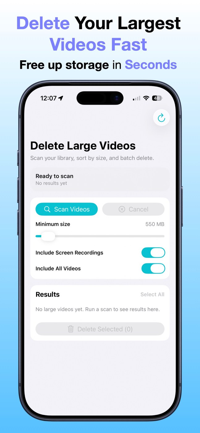 Delete Large Videos