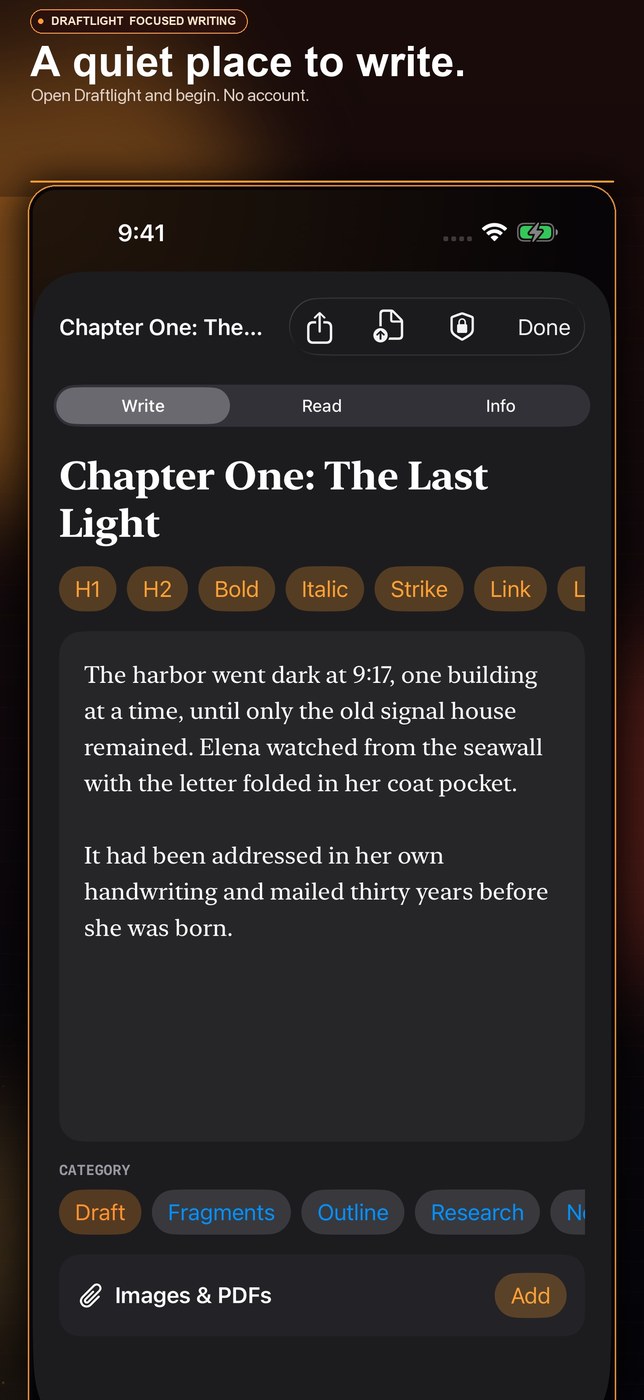 Draft Light: Focused Writing