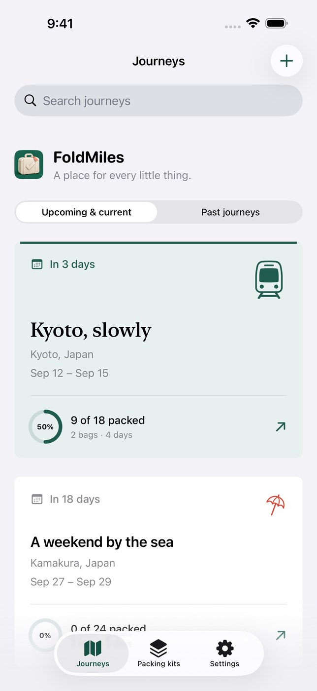 FoldMiles: Packing Lists