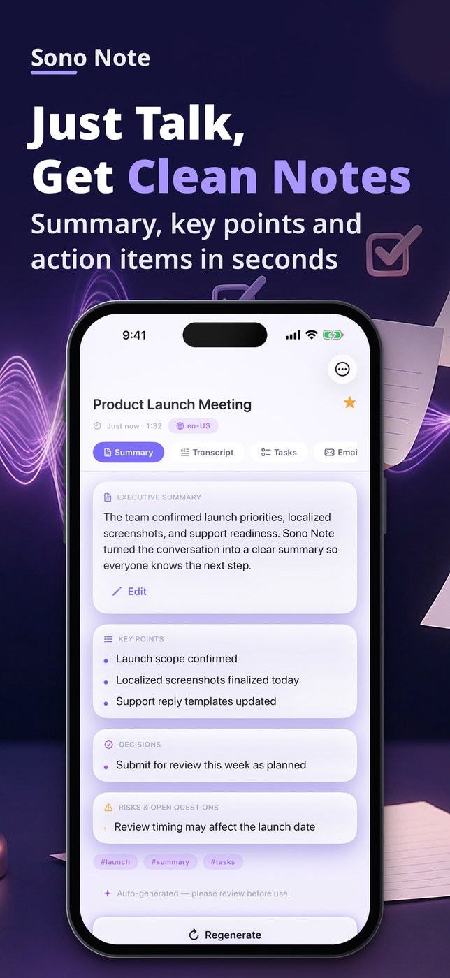 Sono Note: Voice to Text Notes