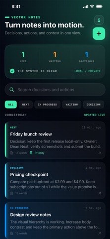Vector: On-the-Go Action Notes